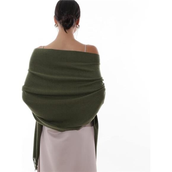Women Pashmina Shawls Wraps Warm Soft Green - Picture 3 of 7